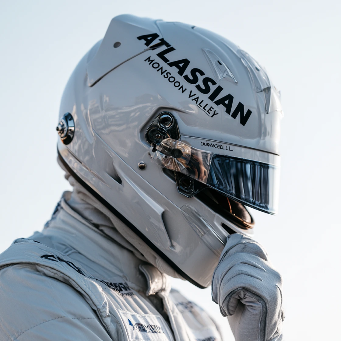 White motorcycle helmet