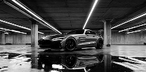 Sports car in a garage