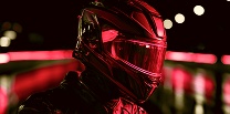 Motorcycle helmet in red light